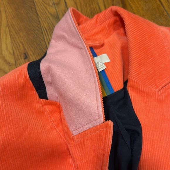 Boden The Victoria Corduroy Blazer Size 14R coral orange colorway spring - Picture 5 of 8
